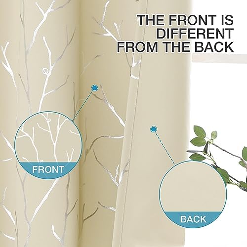 BUHUA Black Out Curtains 108 Inch Long 2 Panels, Soundproof Curtains
