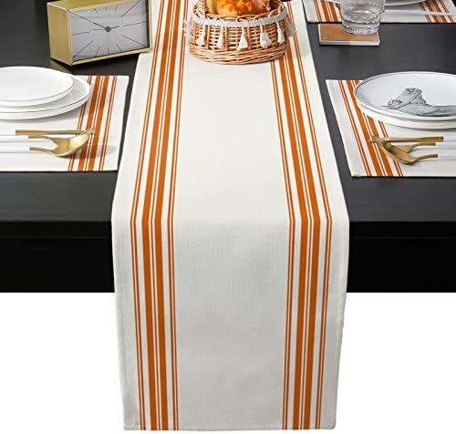 Farmhouse Stripes Table Mats Set of 4 With Table Runner 90 Inches