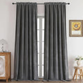 CUCRAF Grey Velvet Blackout Curtains 108 inches Long, Thermal