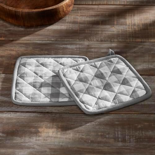 VHC Brands Cotton Pot Holder Set of 2, Heat Resistant, Kitchen