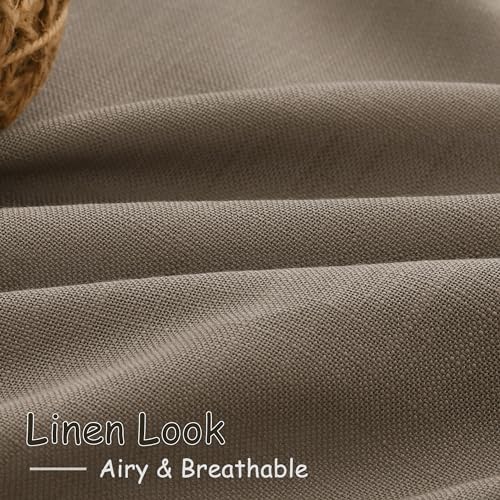 Dark Taupe Linen Curtains 96 Inches Long for Living Room Rod Back Tab