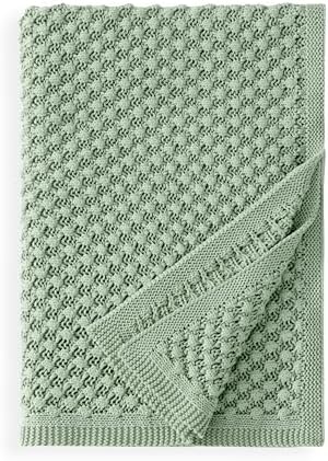 Peri Home Crochet Throw for Bedroom, Comfy 100% Cotton Knit Blanket