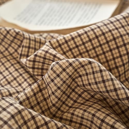 Gingham Duvet Queen Size Cover Beige Boho Queen Comforter Cover Set