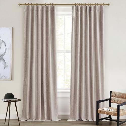 QJmydeco Flax Linen Curtains for Living Room 2 Panels Set, 8-3/4 ft