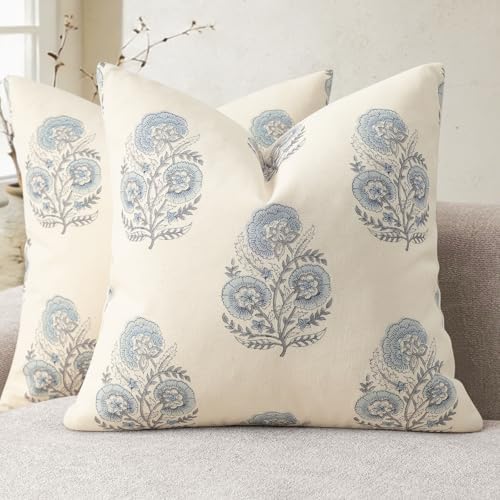YCOLL Vintage Floral Print Pillow Covers 22x22 Set of 2 Patterned