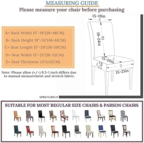SPRINGRICO 6 Pack Dining Room Chair Covers with seat Belt, Stretch