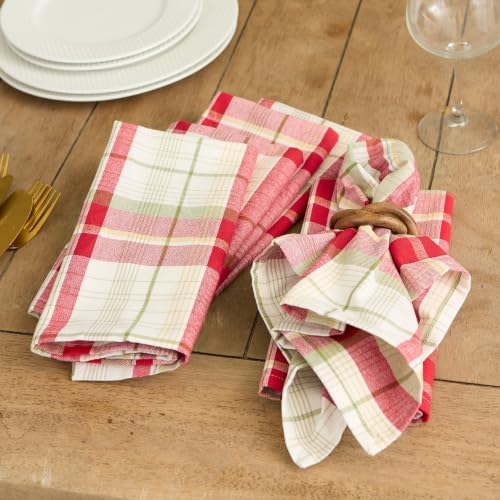 DII Orchard Plaid Collection Linen Tabletop Essentials, Napkin Set