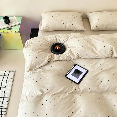 Black Polka Dot Duvet Cover Set TwinXL Size 3-Piece, Ultra Soft Jersey