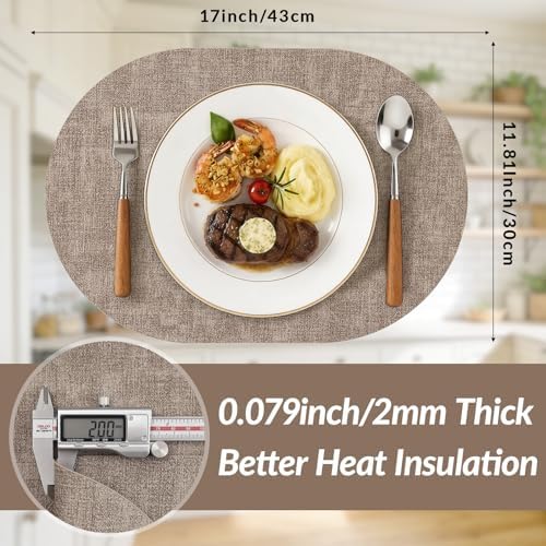 homing Heat Resistant Oval Placemats Set of 6, Light Brown