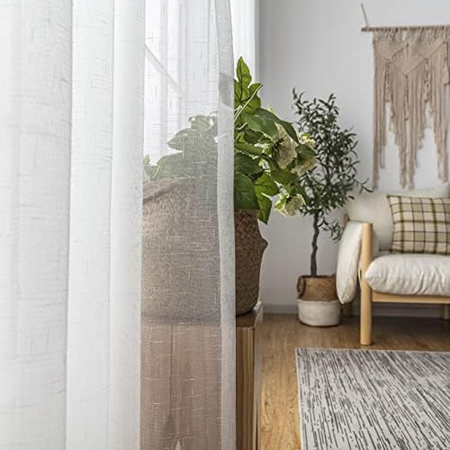 Off White Pinch Pleated Sheer Curtains 108 Inch Long Floor to Ceiling