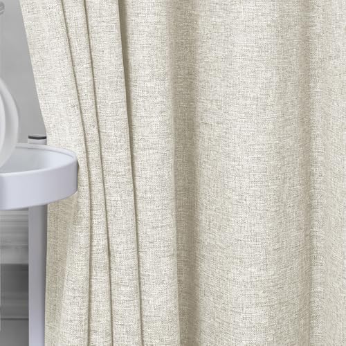 Frelement Ivory White 108inch Length Extra Long Linen Curtains Full