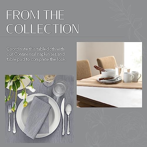 Continental Solid Texture Water Resistant Tablecloth, Gray - 60" W x