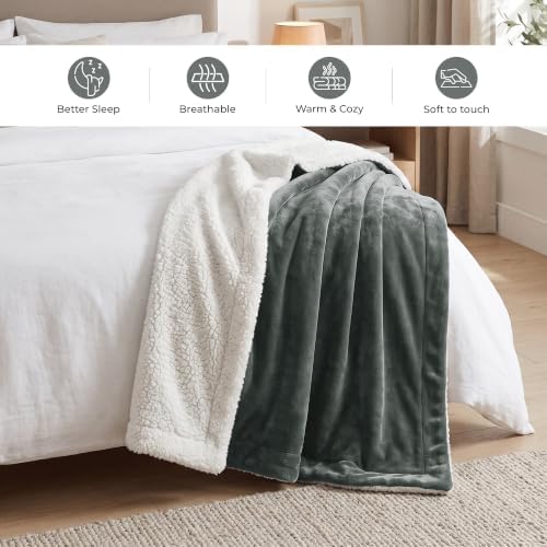 Twin Sherpa Blanket 60x80 Guest Bedroom Grey