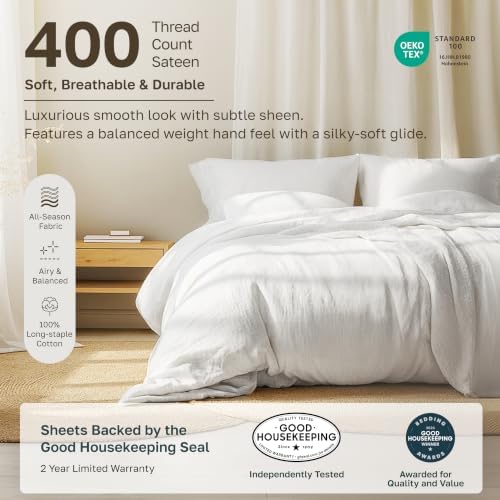 California Design Den Soft 100% Cotton Sateen Full Deep Pocket Sheet