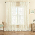 Cream Lace Curtains 108 Inches Long 2 Panels Victorian Floral Sheer