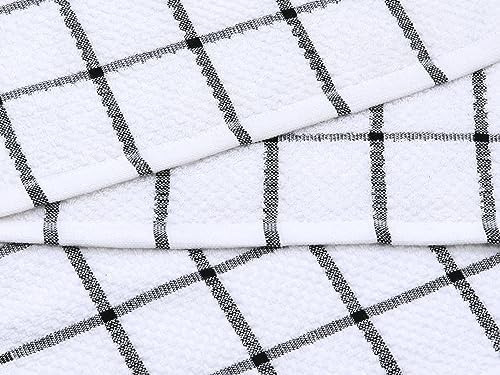 Cotton Dish Cloths, Dish Rags Set of 8, 12Inch x 12Inch,Black Plaid