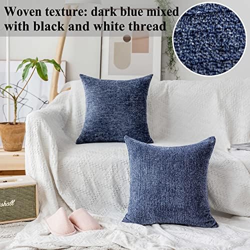 Home Brilliant Dark Blue Pillow Covers for Sofa Bed Car Plush Velvet