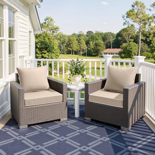 MIULEE Beige Outdoor Seat Cushion 24x24 Inch Waterproof Cushion