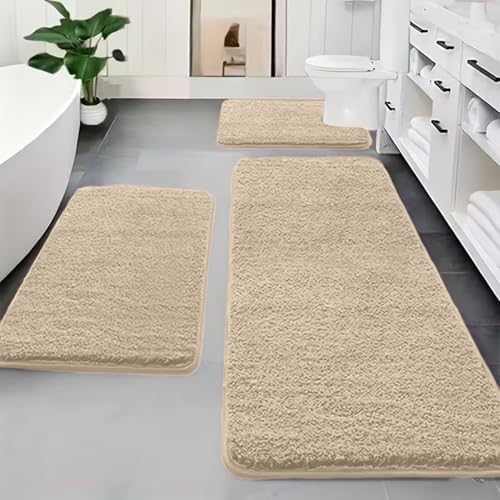 3 Pcs Bathroom Rugs Set Memory Foam Bath Mat for Bathroom Washable