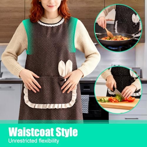 DONGKER Kitchen Apron,2 PCS Adjustable Chef Canvas Work Aprons with