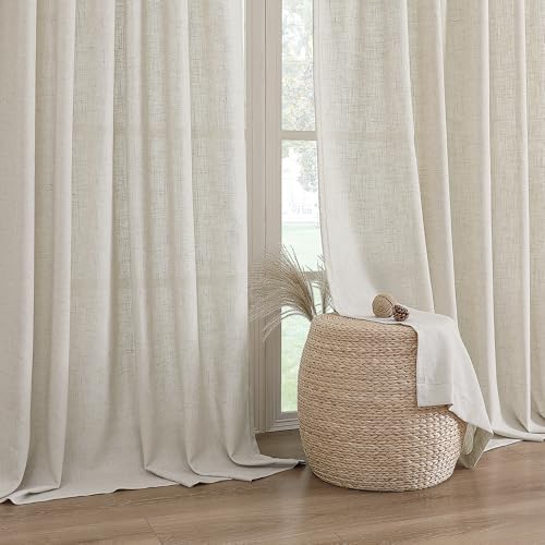H.VERSAILTEX Linen Fabric Curtains for Living Room, 96 Inches, Pale