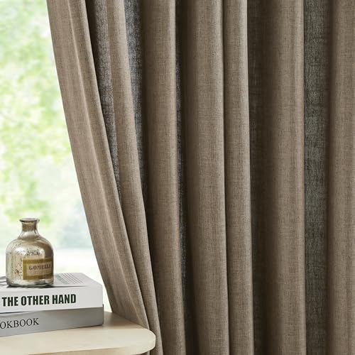 Central Park Café Brown Semi Sheer Grommet Curtain Linen Blend