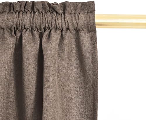 UPOPO Brown Curtains Kitchen Linen Textured 72 inch Length Living Room