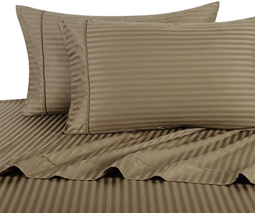 Royal Hotel Striped Taupe 300-Thread-Count 4pc Full Bed Sheet Set