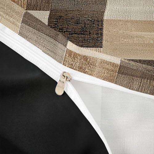 jejeloiu Modern Geometric Duvet Cover King Size Brown Beige Patchwork