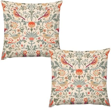 William Morris Throw Pillow Covers 18 "x18 Set of 2, Vintage Art White
