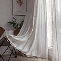 Boho Curtains Embroidery Linen Curtains 108 Inches Long 2 Pannels for