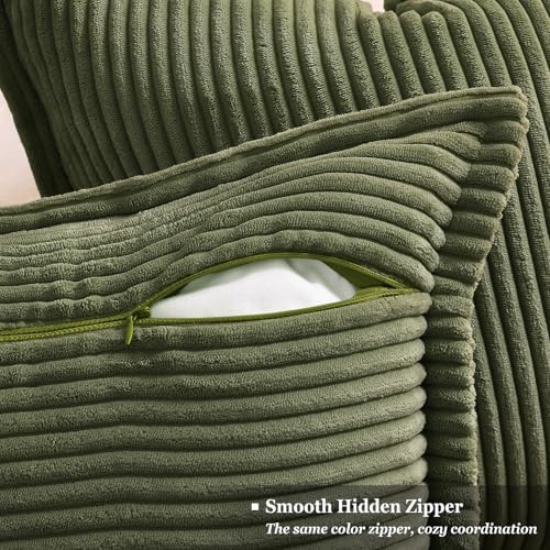 decorUhome Fall Corduroy Olive Green Throw Pillow Covers 22x22 Set of