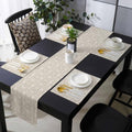 Beige Damask Table Runner and Placemats for Dining Tables,Burlap