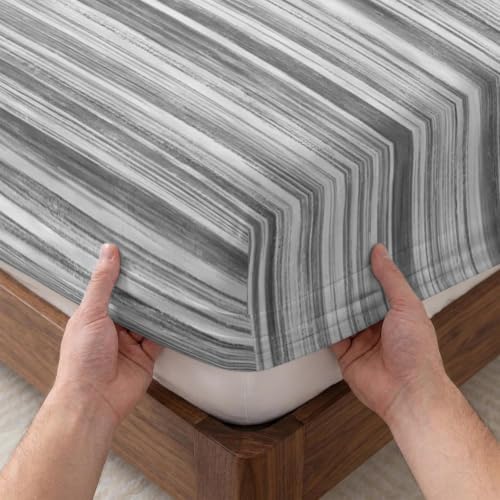 Fitted Sheets Elastic Deep Pocket Bed Sheet Twin XL Abstract Gray