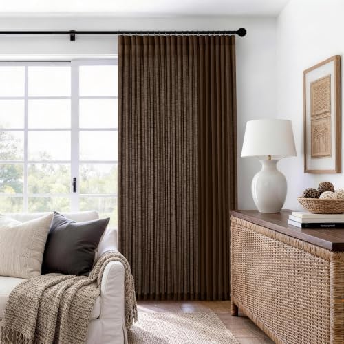 DUALIFE Brown Pinch Pencil Pleated Linen Curtains 52x96 Inch Long 2