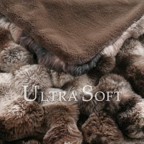 BENVWE Fluffy Faux Fur Throw Blanket for Couch, Soft Plush Thick Cozy