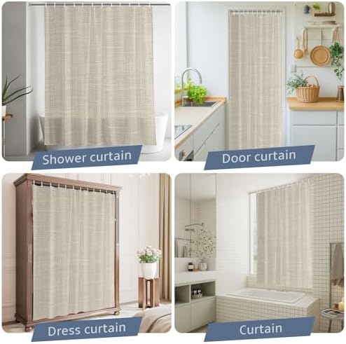 Minimalist Cream Beige Shower Curtain for Bathroom Rustic Neutral