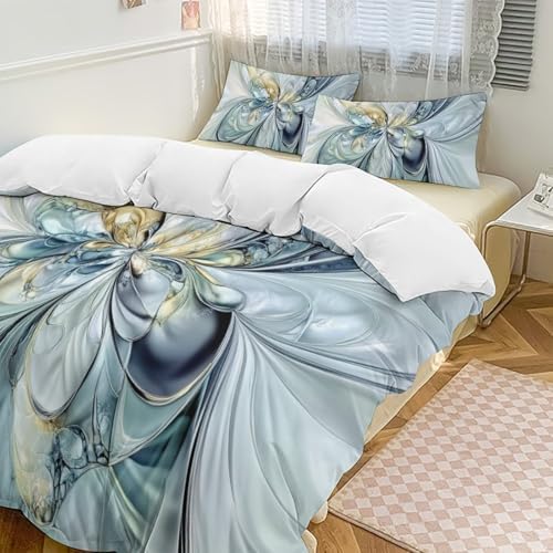 Bohemian Flower Pattern Duvet Cover Set with Zipper Closure, 3-Piece