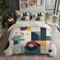 Modern Abstract Reversible Off White Duvet Cover Set King Size | Duvet