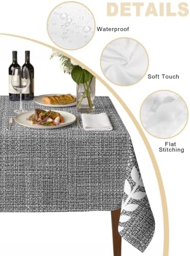 Classic Grey Linen Rectangle Tablecloth 60 x 120 Inches Boho Farmhouse