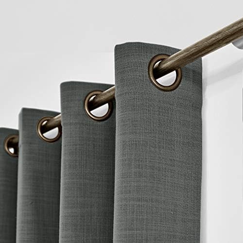 Drapifytex Antique Bronze Grommet Drapery Carbon Grey Faux Linen Room
