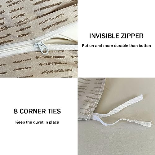 NSNLGSGC Beige Boho Duvet Cover King, Vintage Striped Comforter Cover