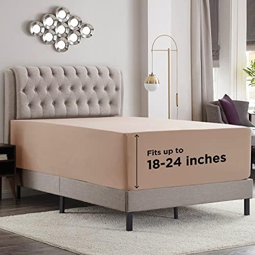 Empyrean 2 Pack Taupe Extra Deep Pocket Fitted Sheet Queen, Hotel