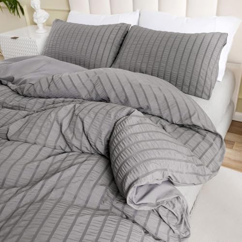 3PCS Boho Bedding Set, 1 Seersucker Duvet Cover and 2 Pillowcases