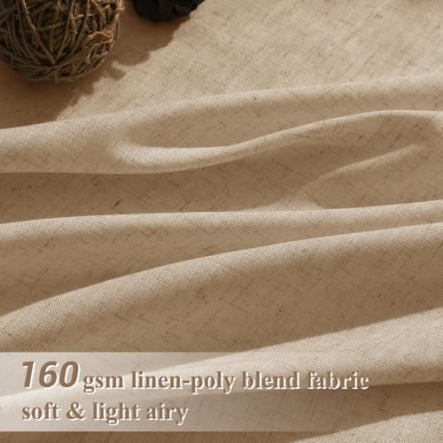 Joywell Linen Curtains 96 Inches Long for Living Room Sand