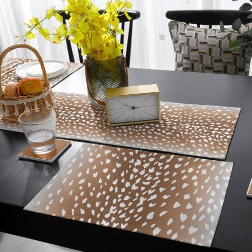 Linen Grain Table Runner and Placemats Set of 6 Taupe Brown Vertical