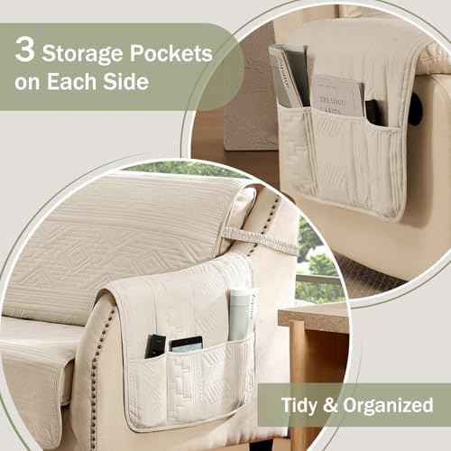 Boho Beige Quilted Recliner Cover, 22"