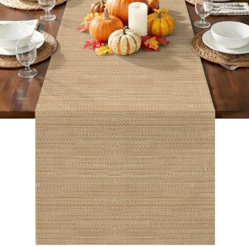 Sand Beige Cotton Linen Long Table Runner 13 x 108 inch Boho Modern
