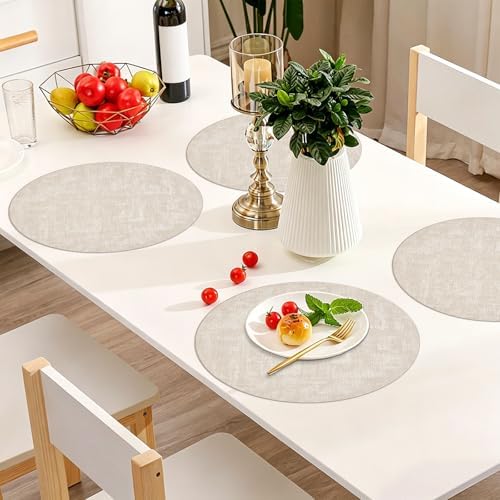 Vinyl Placemats Set of 10, 13" Faux Leather Heat Resistant Place Mats
