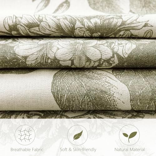Foindtower Decorative Linen Floral Throw Pillow Cover 20×20 Inch,Sage